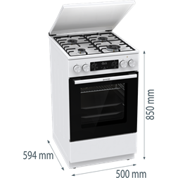Gorenje GK5C64WH fehér, szabadonálló, gáz, kombinált, főzőzóna: 4, sütő:70L, grill, tűzhely (Újszerű)