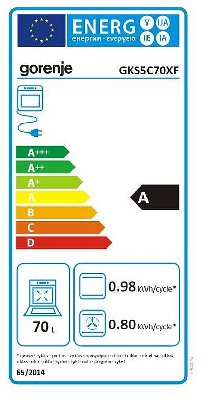 Gorenje GKS5C70XF inox, szabadonálló, gáz, kombinált, főzőzóna: 4, sütő:70L, grill, tűzhely