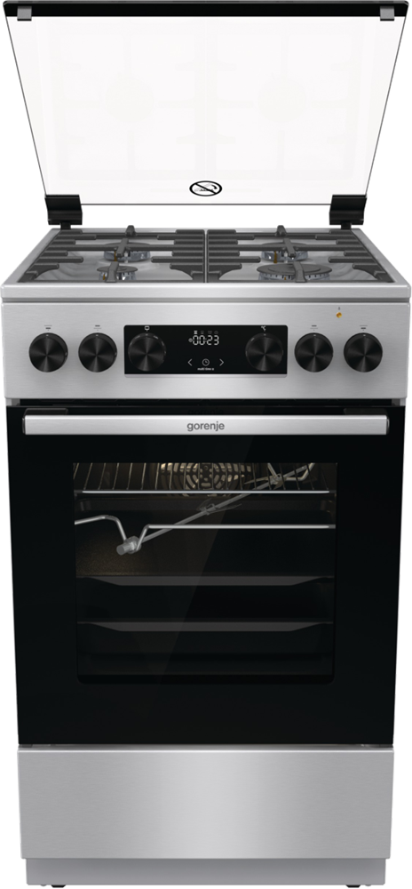 Gorenje GKS5C70XF inox, szabadonálló, gáz, kombinált, főzőzóna: 4, sütő:70L, grill, tűzhely