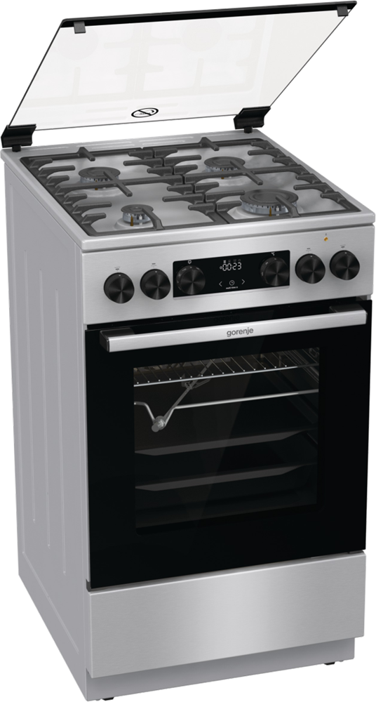 Gorenje GKS5C70XF inox, szabadonálló, gáz, kombinált, főzőzóna: 4, sütő:70L, grill, tűzhely