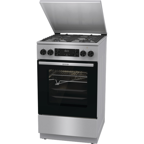 Gorenje GKS5C71XF Inox, szabadonálló, gáz, kombinált, főzőzóna: 4, sütő:70L, grill, tűzhely