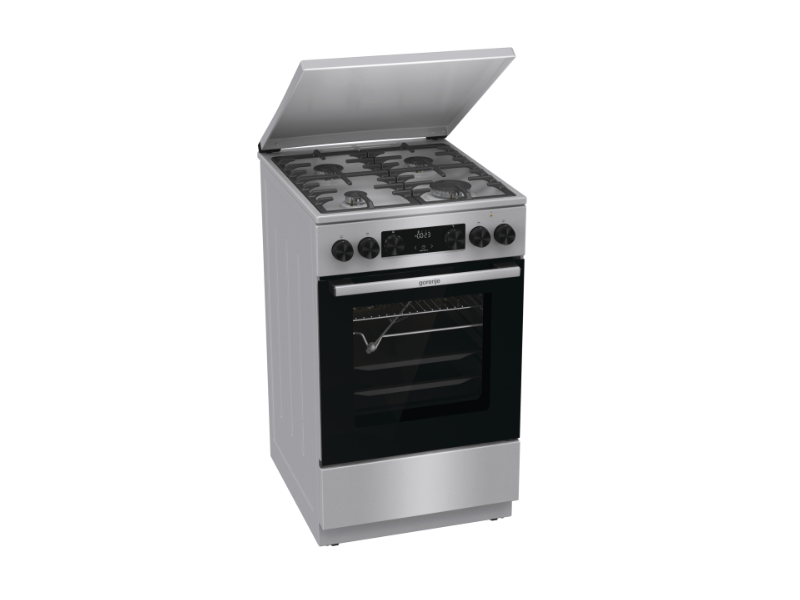 Gorenje GKS5C71XF Inox, szabadonálló, gáz, kombinált, főzőzóna: 4, sütő:70L, grill, tűzhely