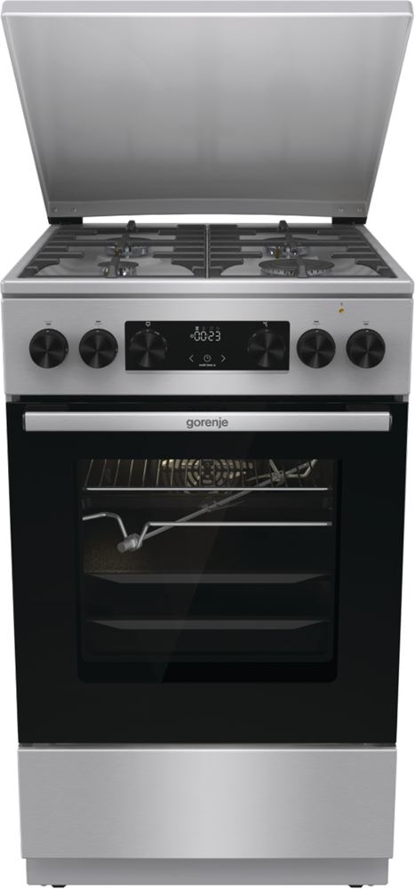 Gorenje GKS5C71XF Inox, szabadonálló, gáz, kombinált, főzőzóna: 4, sütő:70L, grill, tűzhely