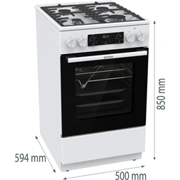 Gorenje GKS5C75WF fehér, szabadonálló, 5 égős, kombinált gáztűzhely