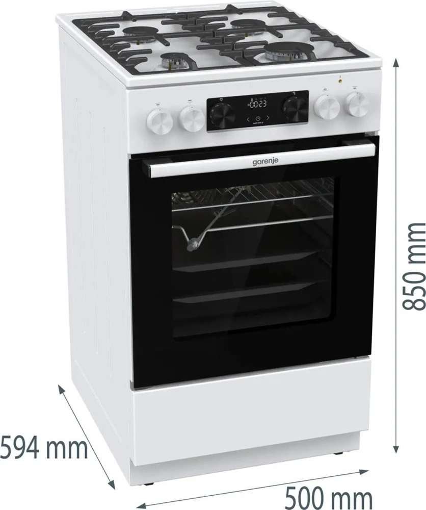 Gorenje GKS5C75WF fehér, szabadonálló, 5 égős, kombinált gáztűzhely