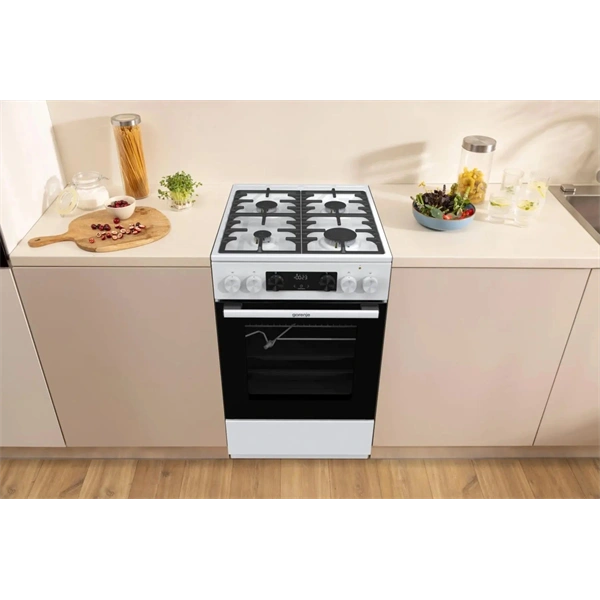 Gorenje GKS5C75WF fehér, szabadonálló, 5 égős, kombinált gáztűzhely