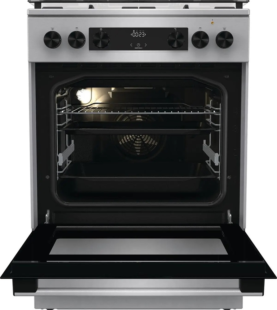 Gorenje GKS6C70XF inox, szabadonálló, gáz, kombinált, főzőzóna: 4, sütő:71L, grill, tűzhely