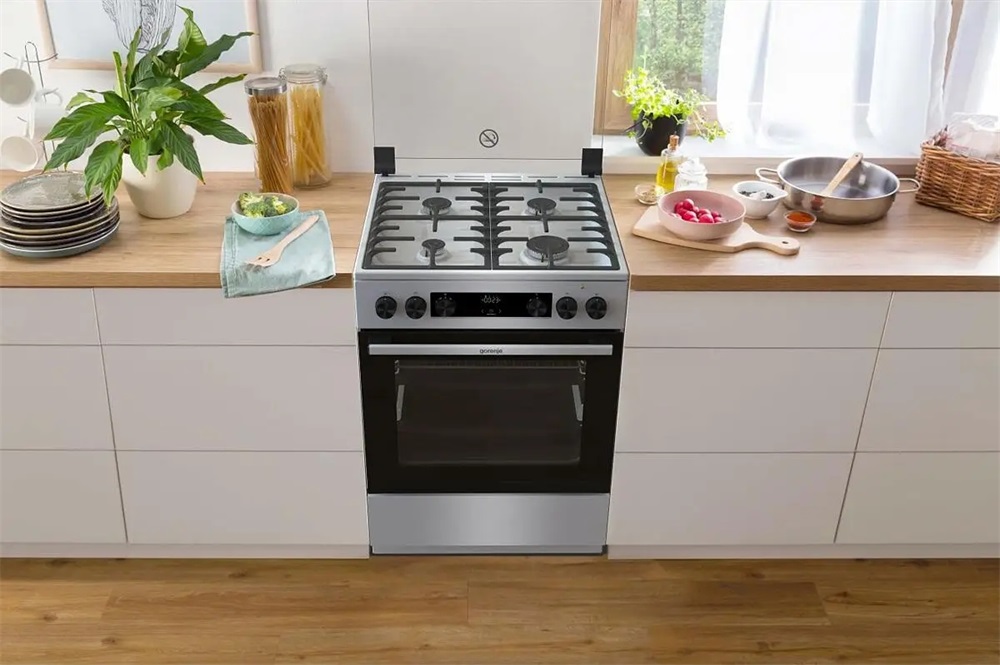 Gorenje GKS6C70XF inox, szabadonálló, gáz, kombinált, főzőzóna: 4, sütő:71L, grill, tűzhely