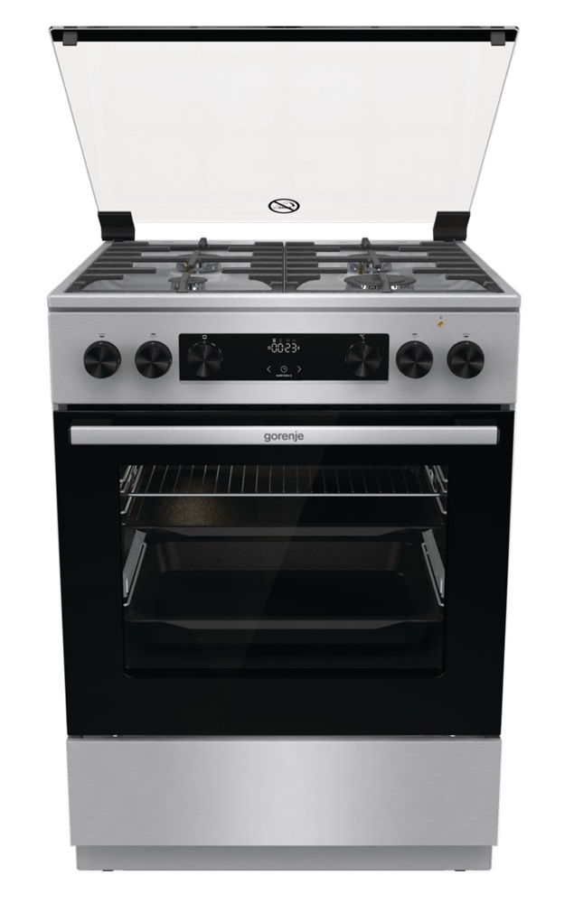 Gorenje GKS6C70XF inox, szabadonálló, gáz, kombinált, főzőzóna: 4, sütő:71L, grill, tűzhely
