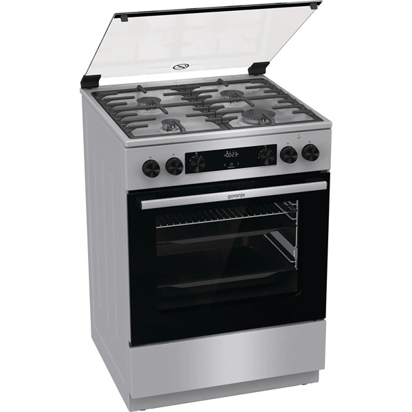 Gorenje GKS6C70XF inox, szabadonálló, gáz, kombinált, főzőzóna: 4, sütő:71L, grill, tűzhely
