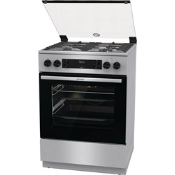Gorenje GKS6C70XF inox, szabadonálló, gáz, kombinált, főzőzóna: 4, sütő:71L, grill, tűzhely