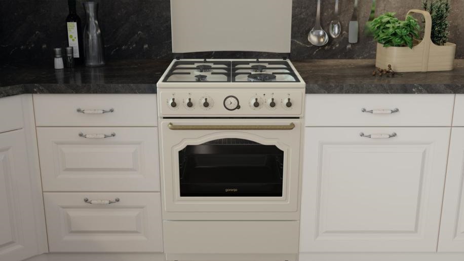 Gorenje GKS6C71CLI bézs, szabadonálló, gáz, kombinált, főzőzóna: 4, sütő:71L, grill, tűzhely