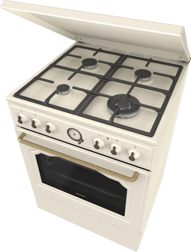 Gorenje GKS6C71CLI bézs, szabadonálló, gáz, kombinált, főzőzóna: 4, sütő:71L, grill, tűzhely