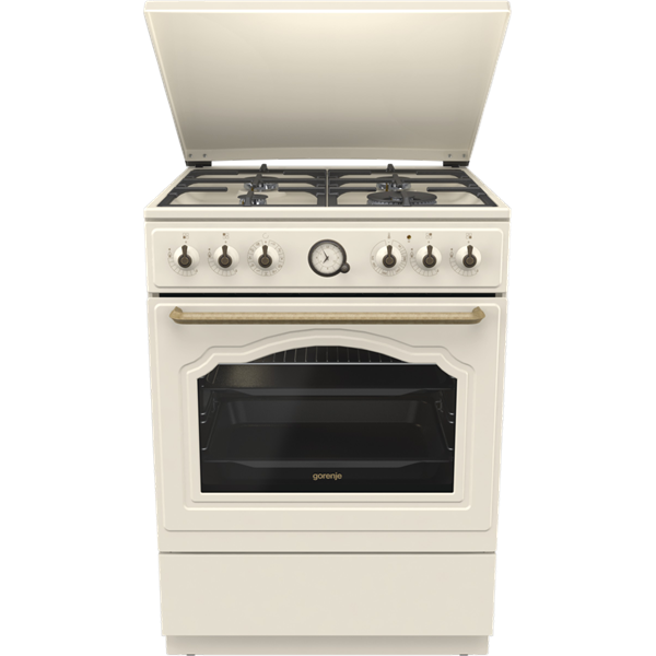 Gorenje GKS6C71CLI bézs, szabadonálló, gáz, kombinált, főzőzóna: 4, sütő:71L, grill, tűzhely