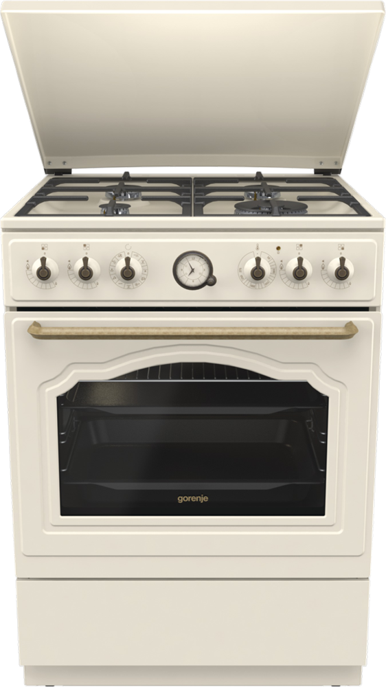 Gorenje GKS6C71CLI bézs, szabadonálló, gáz, kombinált, főzőzóna: 4, sütő:71L, grill, tűzhely