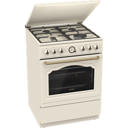 Gorenje GKS6C71CLI bézs, szabadonálló, gáz, kombinált, főzőzóna: 4, sütő:71L, grill, tűzhely