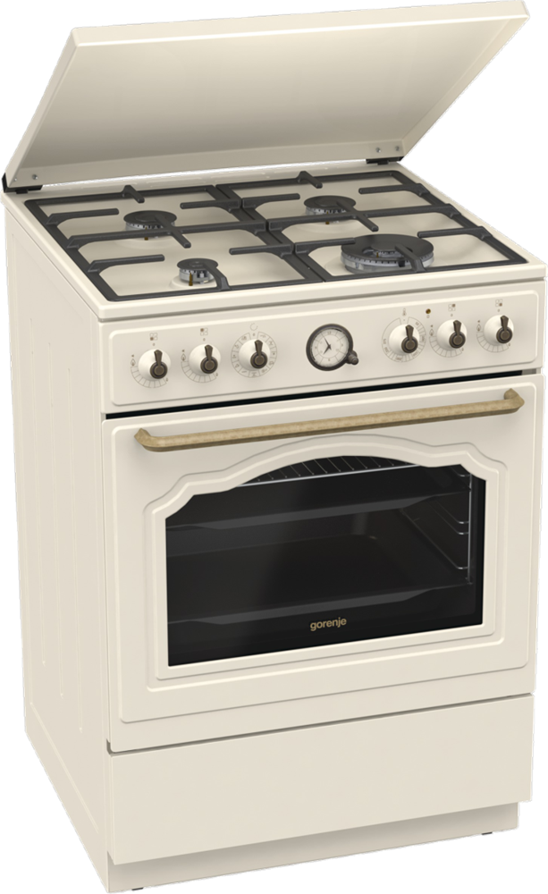 Gorenje GKS6C71CLI bézs, szabadonálló, gáz, kombinált, főzőzóna: 4, sütő:71L, grill, tűzhely