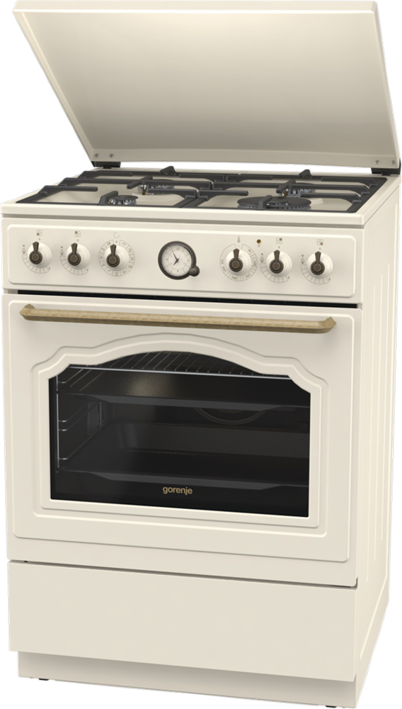 Gorenje GKS6C71CLI bézs, szabadonálló, gáz, kombinált, főzőzóna: 4, sütő:71L, grill, tűzhely