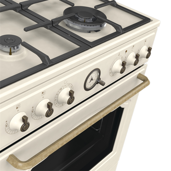 Gorenje GKS6C71CLI bézs, szabadonálló, gáz, kombinált, főzőzóna: 4, sütő:71L, grill, tűzhely