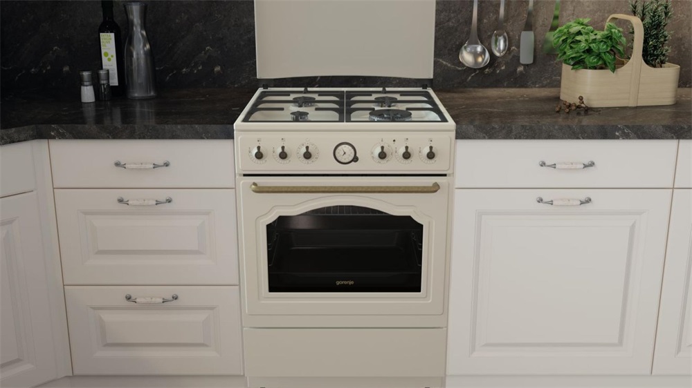 Gorenje GKS6C71CLI bézs, szabadonálló, gáz, kombinált, főzőzóna: 4, sütő:71L, grill, tűzhely