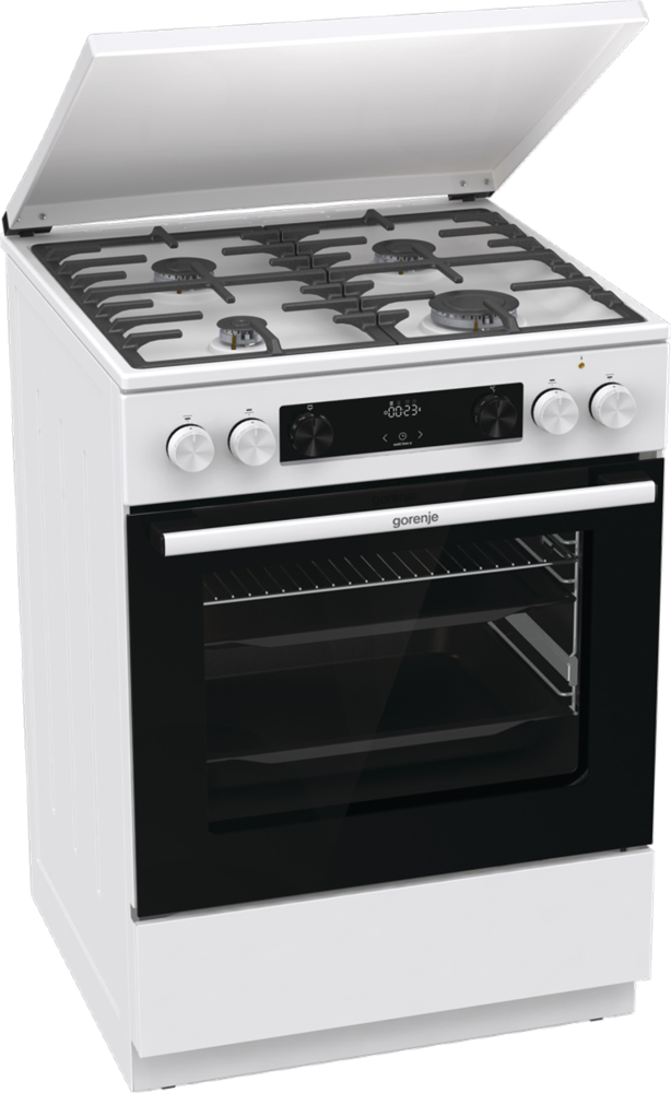 Gorenje GKS6C71WF fehér, szabadonálló, gáz, kombinált, főzőzóna: 4, sütő:71L, grill, tűzhely
