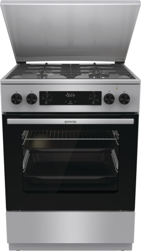 Gorenje GKS6C71XF Inox, szabadonálló, gáz, kombinált, főzőzóna: 4, sütő:71L, grill, tűzhely