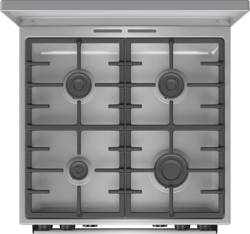 Gorenje GKS6C71XF Inox, szabadonálló, gáz, kombinált, főzőzóna: 4, sütő:71L, grill, tűzhely