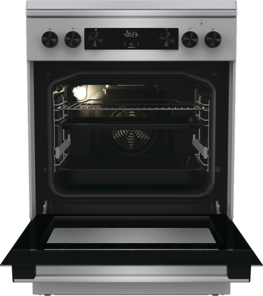 Gorenje GKS6C71XF Inox, szabadonálló, gáz, kombinált, főzőzóna: 4, sütő:71L, grill, tűzhely