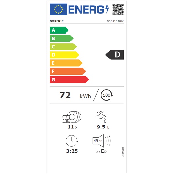 Gorenje GS541D10W programok száma: 5, keskeny szabadonálló, 11 terítékes mosogatógép (Újszerű)