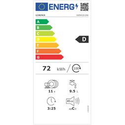 Gorenje GS541D10W programok száma: 5, keskeny szabadonálló, 11 terítékes mosogatógép (Újszerű)