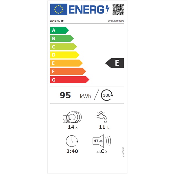 Gorenje GS620E10S ezüst, programok száma: 5, szabadonálló, 14 terítékes mosogatógép 
