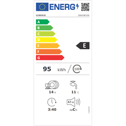 Gorenje GS620E10S ezüst, programok száma: 5, szabadonálló, 14 terítékes mosogatógép 
