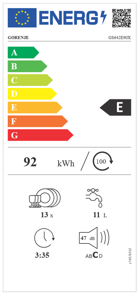 Gorenje GS642E90X ezüst, programok száma: 6, szabadonálló, 13 terítékes mosogatógép 