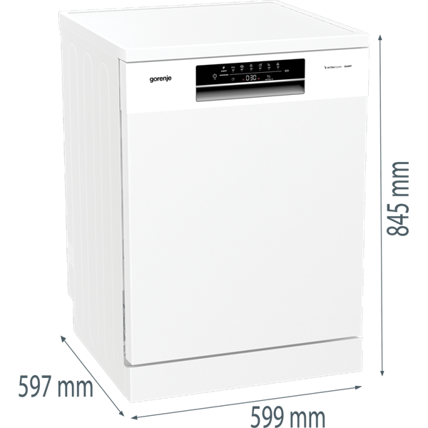 Gorenje GS643E90W fehér, programok száma: 6, szabadonálló, 16 terítékes mosogatógép 
