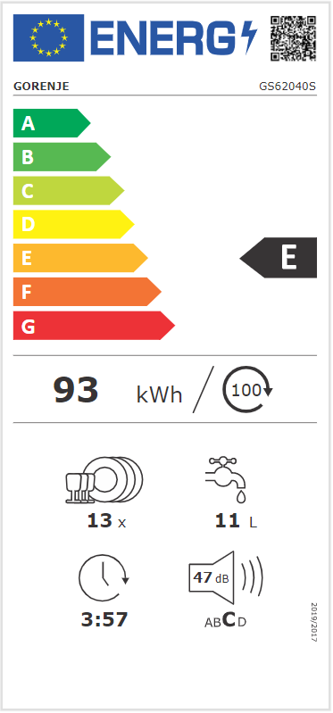 Gorenje GS 62040S szürke, programok száma: 5, szabadonálló, 13 terítékes mosogatógép 