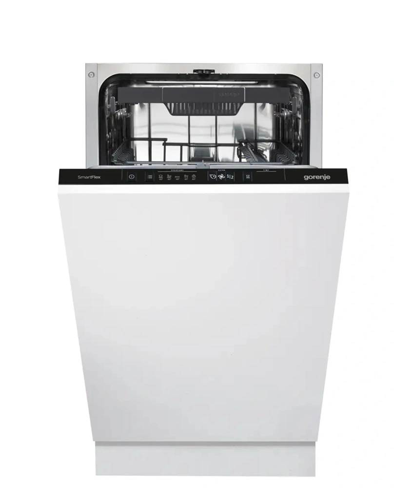 Gorenje GV573B15 fehér, beépíthető, keskeny, teljesen integrált, 45 cm, 10 terítékes, mosogatógép