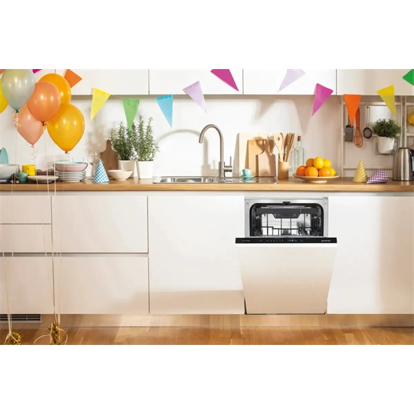 Gorenje GV573B15 fehér, beépíthető, keskeny, teljesen integrált, 45 cm, 10 terítékes, mosogatógép