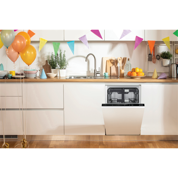Gorenje GV583C10 fehér, programok száma: 5, keskeny beépíthető, 10 terítékes mosogatógép 