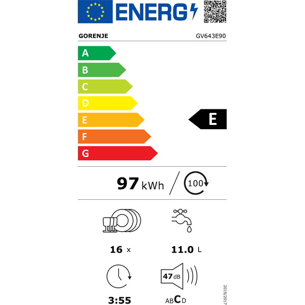 Gorenje GV643E90 beépíthető mosogatógép