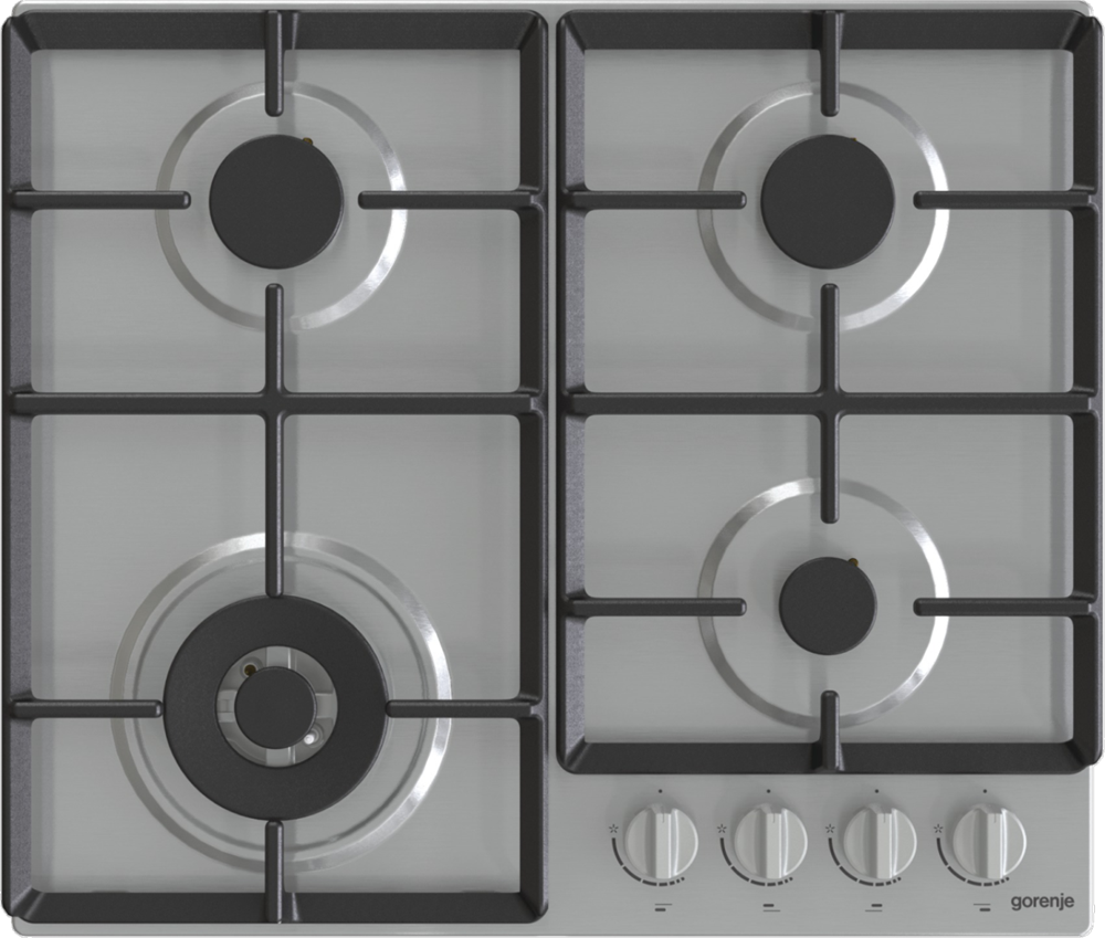 Gorenje GW641EX inox, beépíthető, gáz, főzőzóna: 3 +1 wok égőfej, beépíthető méret: 56cm, főzőlap