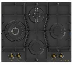 Gorenje GW6D42CLB, matt fekete, beépíthető, gáz,  főzőzóna: 4, beépíthető méret: 52 cm, főzőlap
