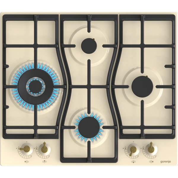 Gorenje GW6D42CLI elefántcsontszín, beépíthető, gáz, főzőzóna:4, beépíthető méret:56cm, főzőlap