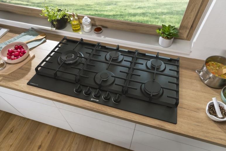 Gorenje GW951MB fekete, beépíthető, gáz, főzőzóna: 4 +1 wok égőfej, beépíthető méret: 56cm, főzőlap