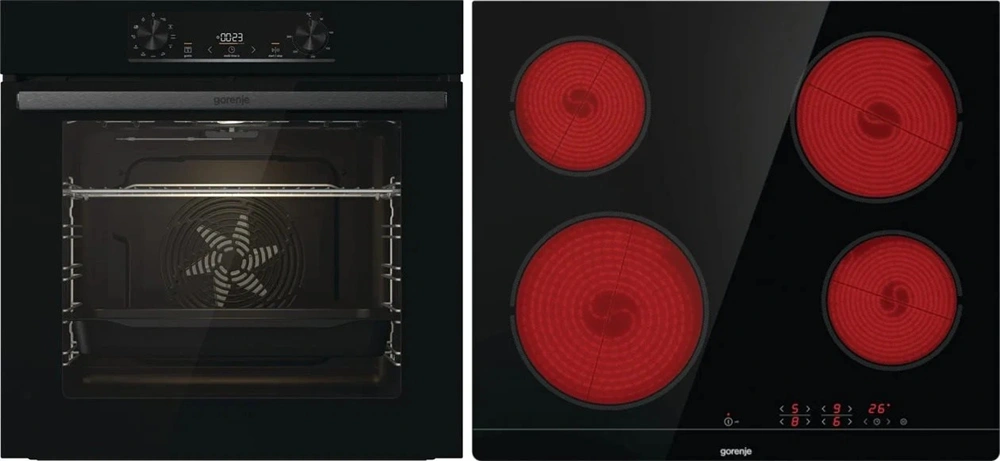Gorenje JumpSet GBB fekete, BO6735E02BK / ECT641BSC sütő + főzőlap szett
