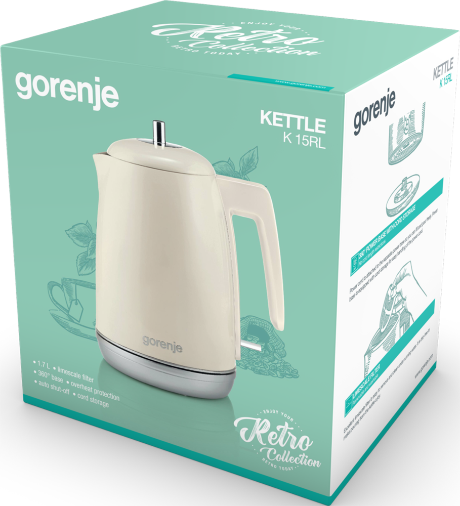 Gorenje K15RL Retro-Collection 1,7L-es bézs vízforraló