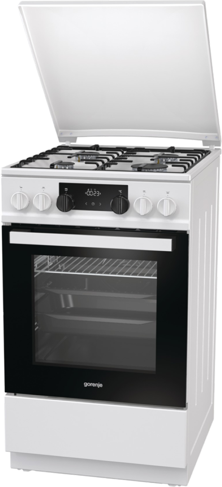 Gorenje K5341WH-B fehér, szabadonálló, gáz, kombinált, főzőzóna: 4, sütő:70L, grill, tűzhely