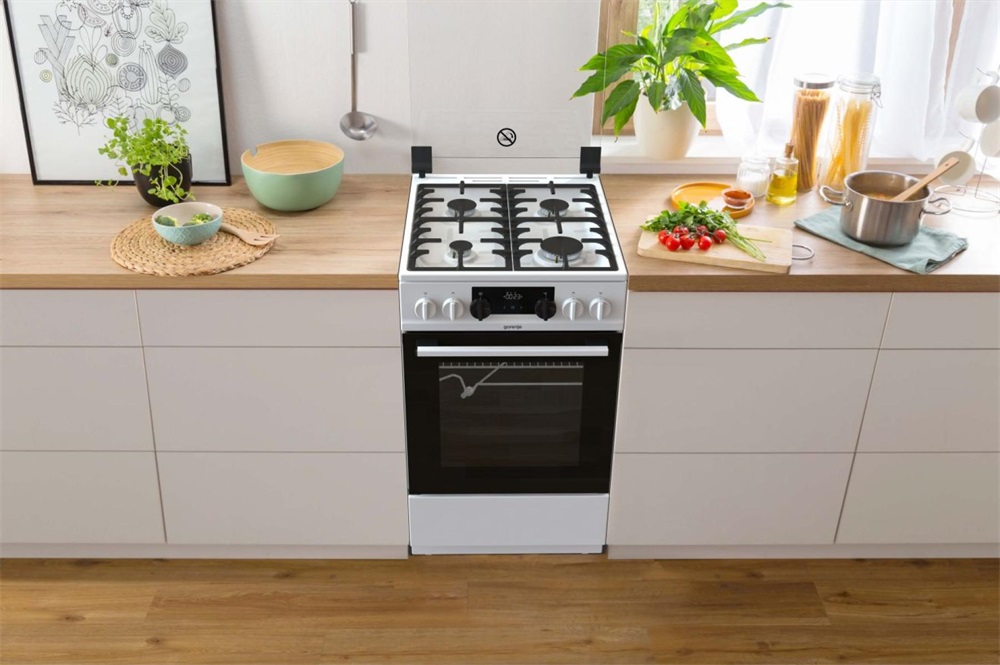 Gorenje KS5350WF fehér, szabadonálló, gáz, kombinált, főzőzóna: 4, sütő:70L, grill, tűzhely