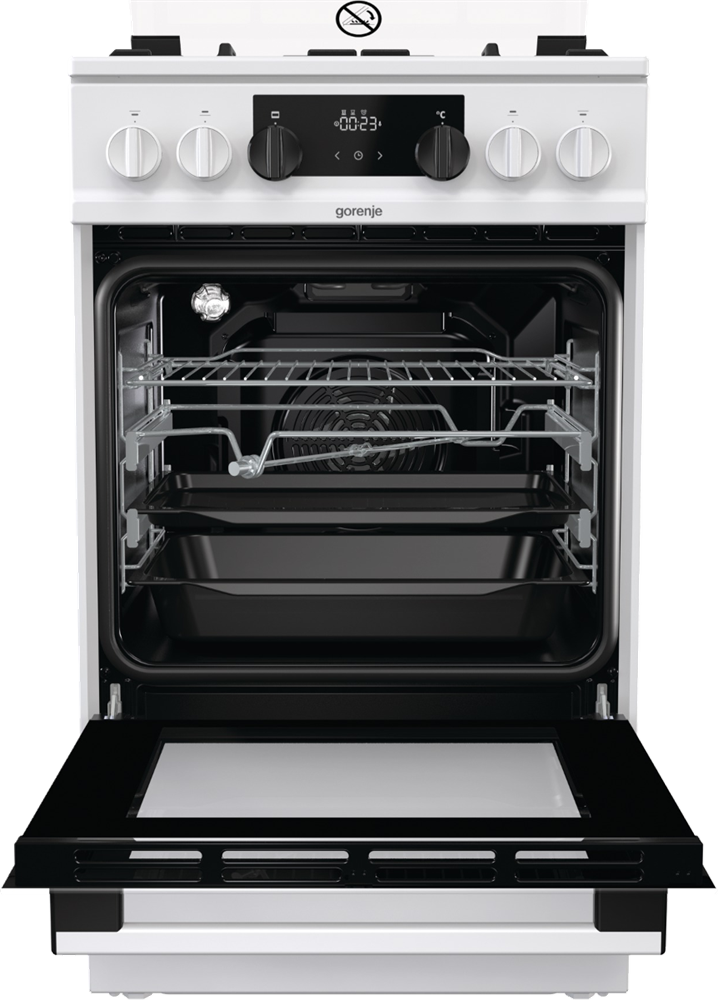 Gorenje KS5350WF fehér, szabadonálló, gáz, kombinált, főzőzóna: 4, sütő:70L, grill, tűzhely