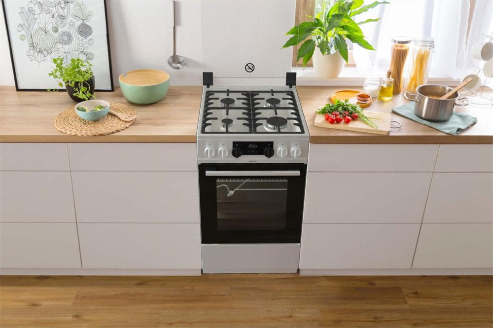 Gorenje KS5350XF inox, szabadonálló, gáz, kombinált, főzőzóna: 4, sütő:71L, grill, tűzhely