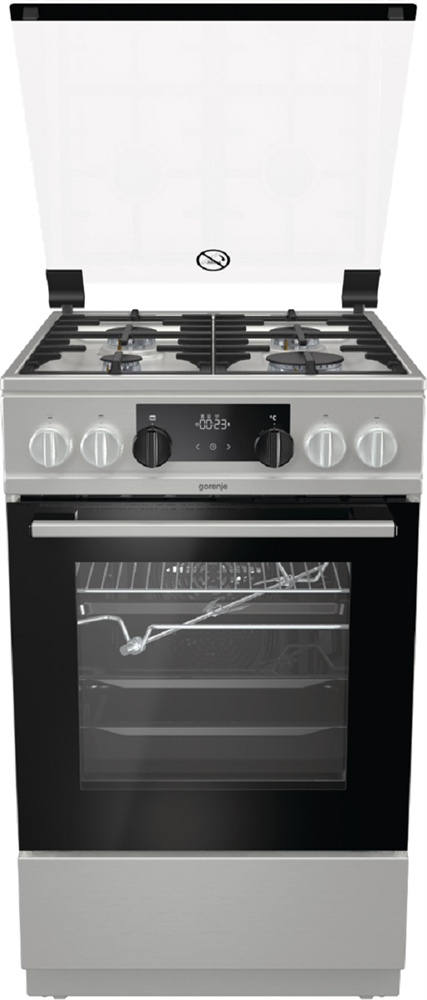 Gorenje KS5350XF inox, szabadonálló, gáz, kombinált, főzőzóna: 4, sütő:71L, grill, tűzhely